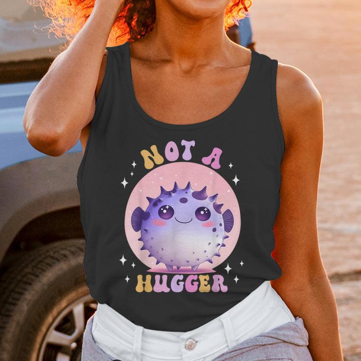 Not a Hugger Cute Pufferfish Autism Awareness Introverts Unisex Tank Top
