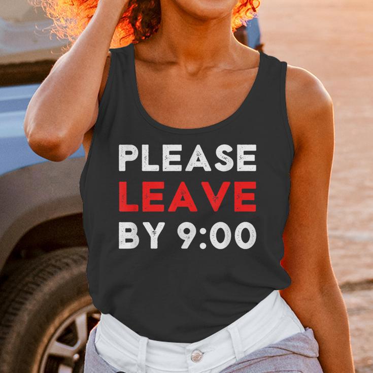 Please Leave By 9 Introvert Party Anti-Social Birthday Unisex Tank Top