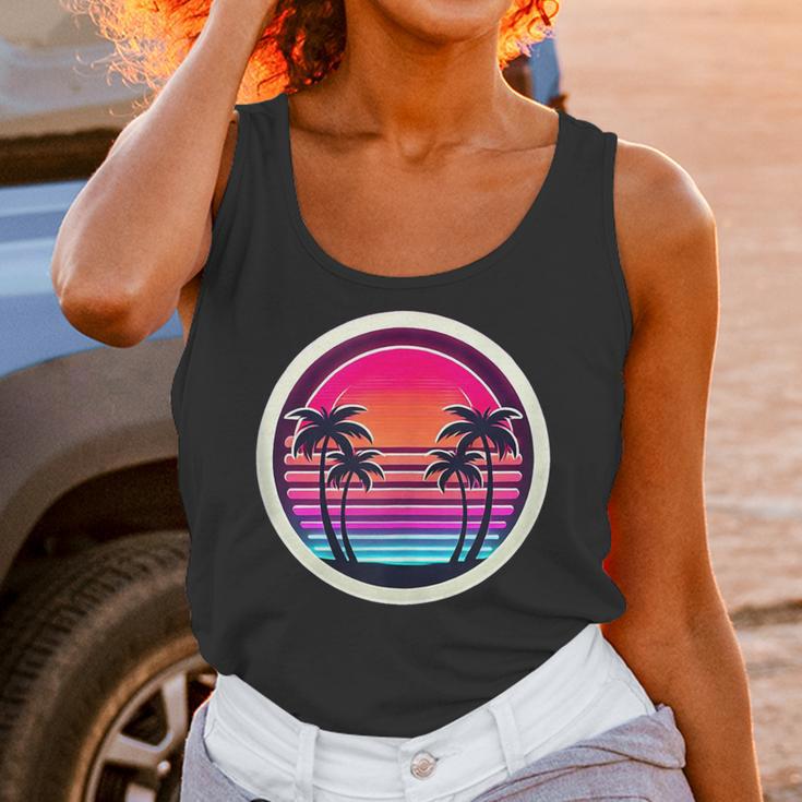 Retro 80s Synthwave Sunset & Palm Trees Retro Nostalgia 80s Unisex Tank Top