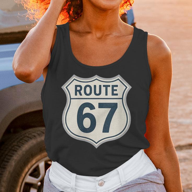 Retro Route 67 Highway Sign Vintage Road Nostalgia Unisex Tank Top