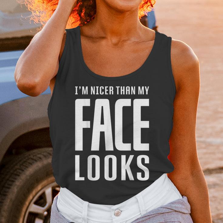 Sarcastic Shy People Introverts I'm Nicer Than My Face Looks Unisex Tank Top Sarcastic Shy People Introverts I'm Nicer Than My Face Looks Unisex Tank Top