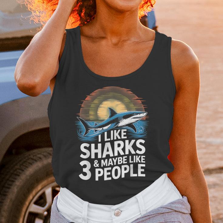 I Like Sharks & Maybe Like 3 People Humor Introverts Summer Unisex Tank Top I Like Sharks & Maybe Like 3 People Humor Introverts Summer Unisex Tank Top