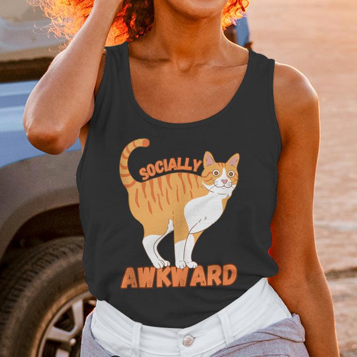 SOCIALLY AWKWARD FUNNY CAT ANTISOCIAL INTROVERT WEIRD Unisex Tank Top