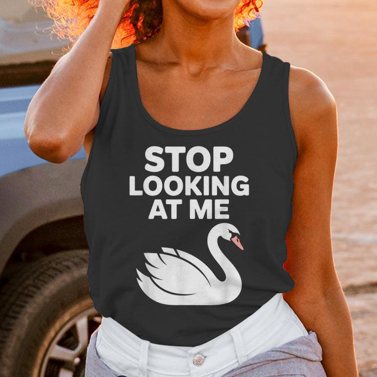 Stop Looking At Me Swan Introvert Humor Unisex Tank Top