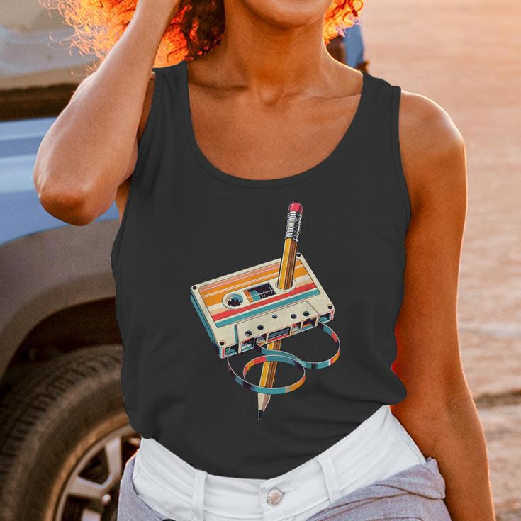 Vintage Cassette Tape And Pencil Nostalgia Party 70s 80s 90s Unisex Tank Top Vintage Cassette Tape And Pencil Nostalgia Party 70s 80s 90s Unisex Tank Top