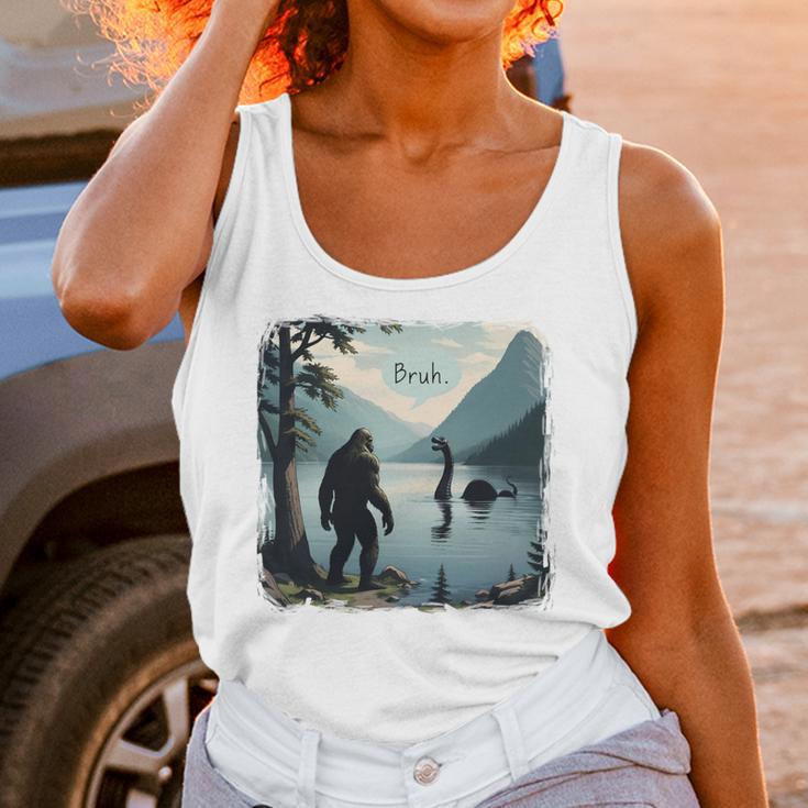 Bigfoot Sasquatch & Loch Ness Monster Introvert Bruh Unisex Tank Top