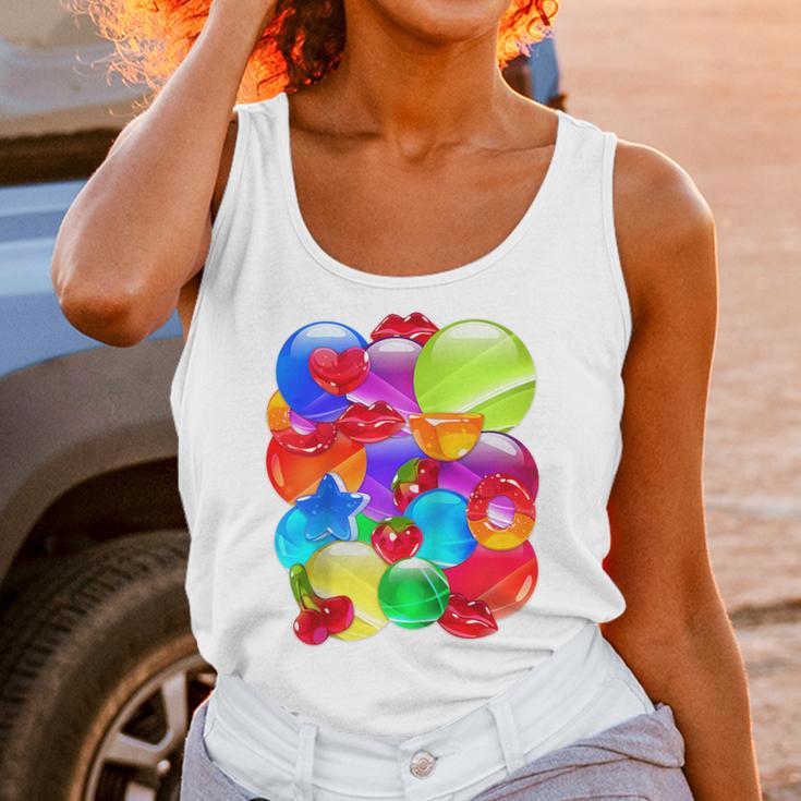 Frutiger Aero Aesthetic Tech Orb Pattern Heart Cherry Lips Raglan Baseball Tee Unisex Tank Top