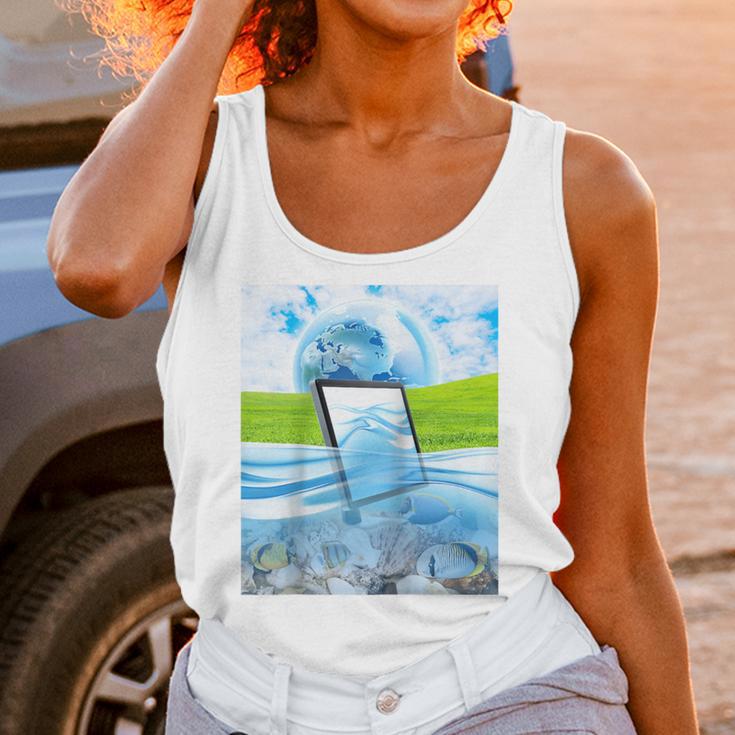 Frutiger Aero Aesthetic Tech Water Fishes Monitor Screen Raglan Baseball Tee Unisex Tank Top Frutiger Aero Aesthetic Tech Water Fishes Monitor Screen Raglan Baseball Tee Unisex Tank Top