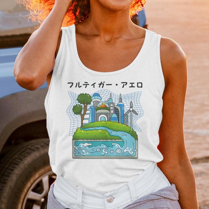 Future City Wind Power Frutiger Aero Y2K Style Ocean Unisex Tank Top
