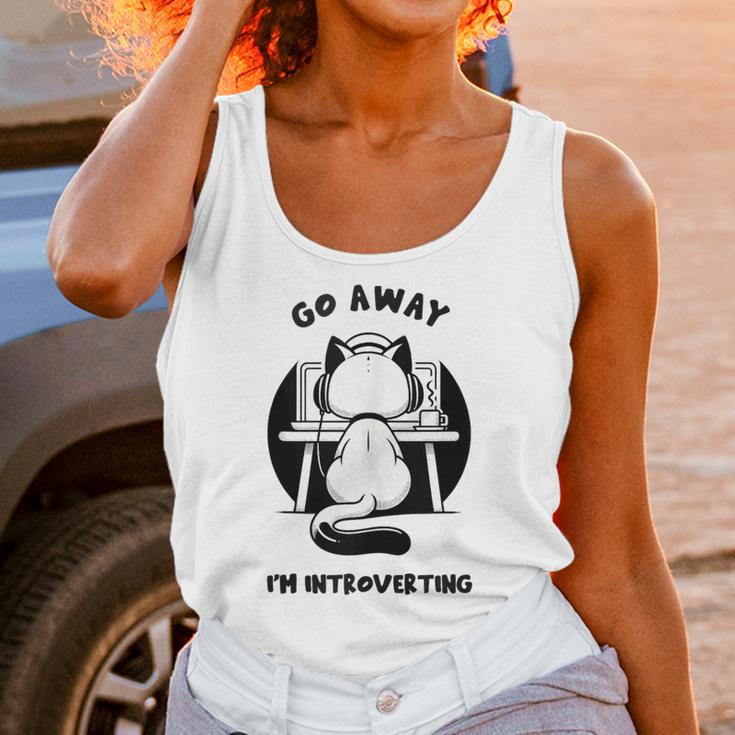 Go Away I'm Introverting Cat With Coffee Unisex Tank Top Go Away I'm Introverting Cat With Coffee Unisex Tank Top