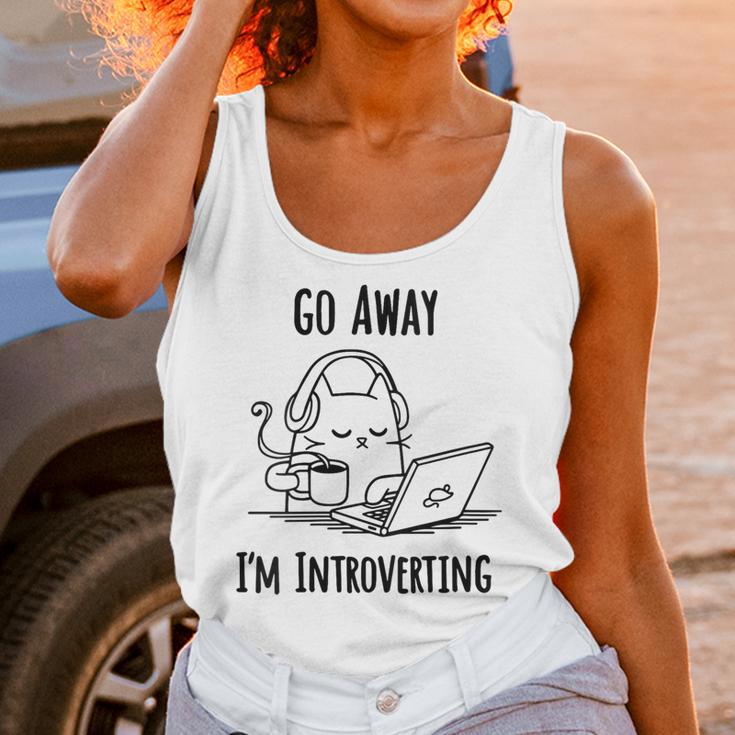 Go Away I'm Introverting Cat Introvert Anxiety Anxious Unisex Tank Top