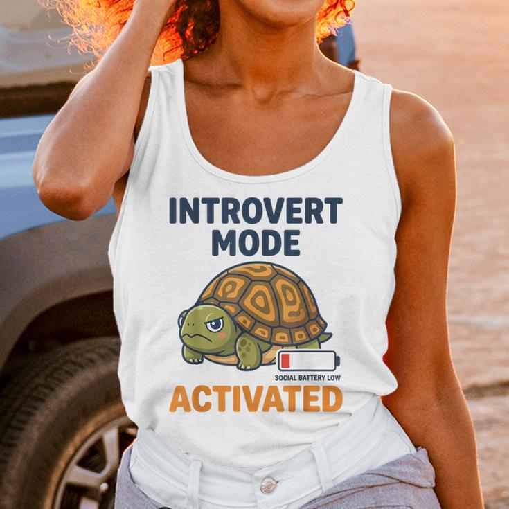 Introvert Mode Activated Low Social Battery Box Turtle Unisex Tank Top