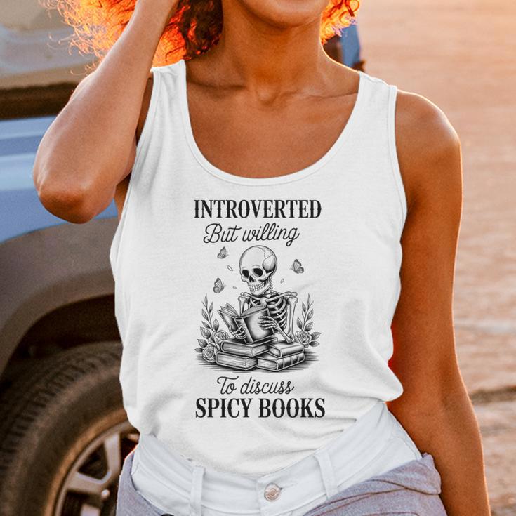 Introvert Read Spicy Books Lover Bookworm Skeleton Reading Unisex Tank Top Introvert Read Spicy Books Lover Bookworm Skeleton Reading Unisex Tank Top