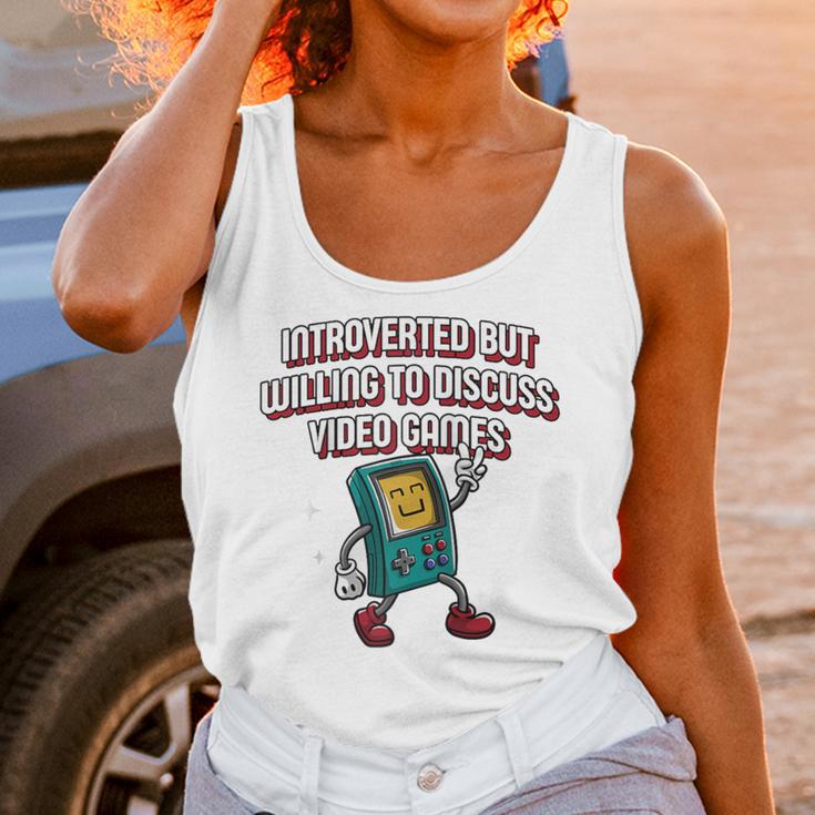 Introverted But Willing To Discuss Video Games Introvert Raglan Baseball Tee Unisex Tank Top