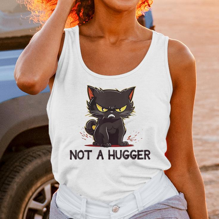 Not A Hugger Tee Angry Cat Sarcastic Cute Introvert Unisex Tank Top