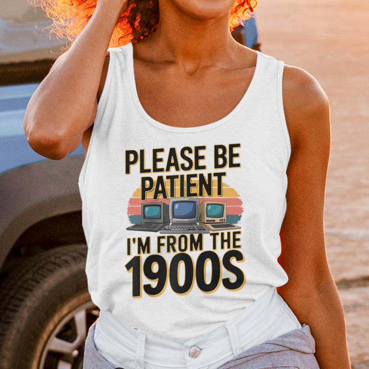Please Be Patient I'm From The 1900s Retro Computer Raglan Baseball Tee Unisex Tank Top