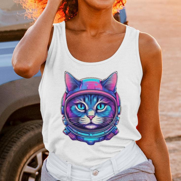 Retro 80s Cat In Space Suit Nostalgia Cat Vintage Astronaut Unisex Tank Top