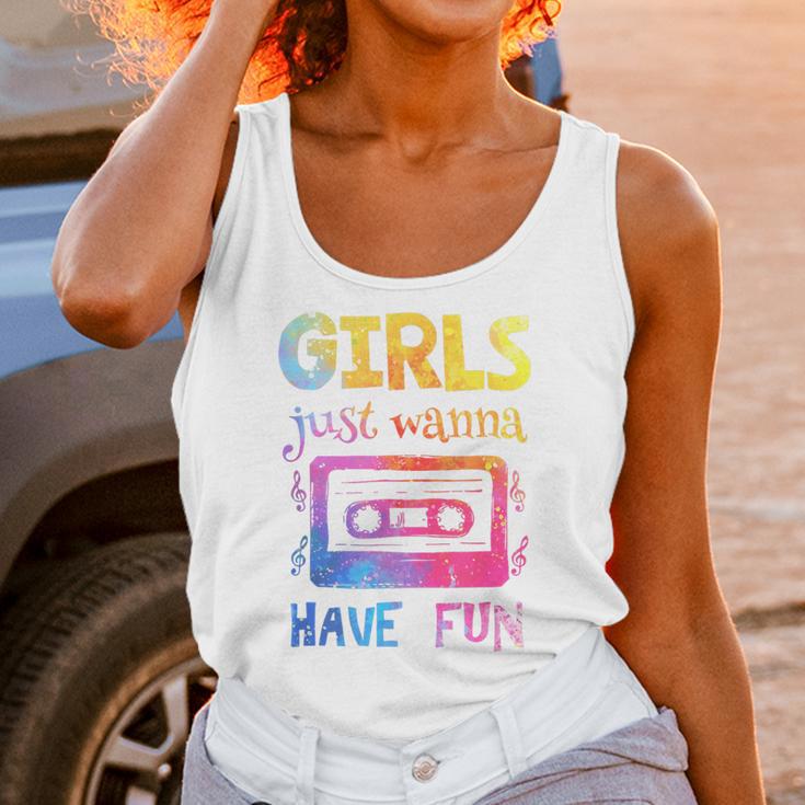 Retro Girls Just Wanna Have Fun Nostalgia 1980s 80's Premium Tri-Blend Unisex Tank Top