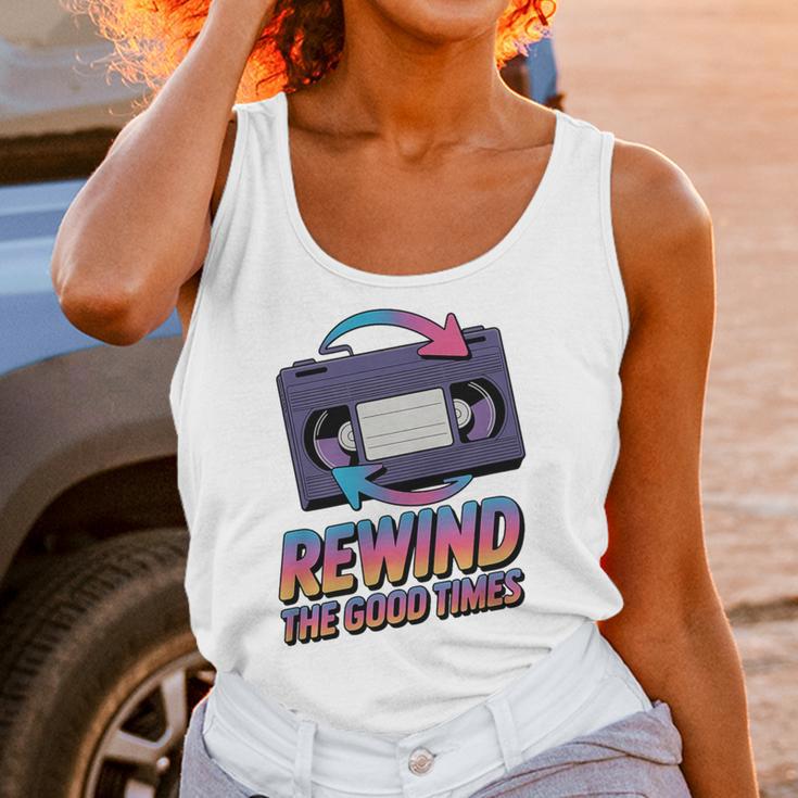 Rewind Good Times Retro VHS Tape Nostalgia 80s 90s Premium Tri-Blend Unisex Tank Top