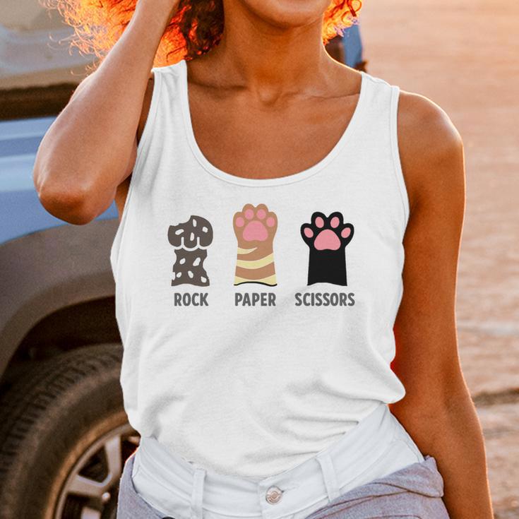 Rock Paper Scissors Hand Game Cute Paw Cat Introvert Unisex Tank Top
