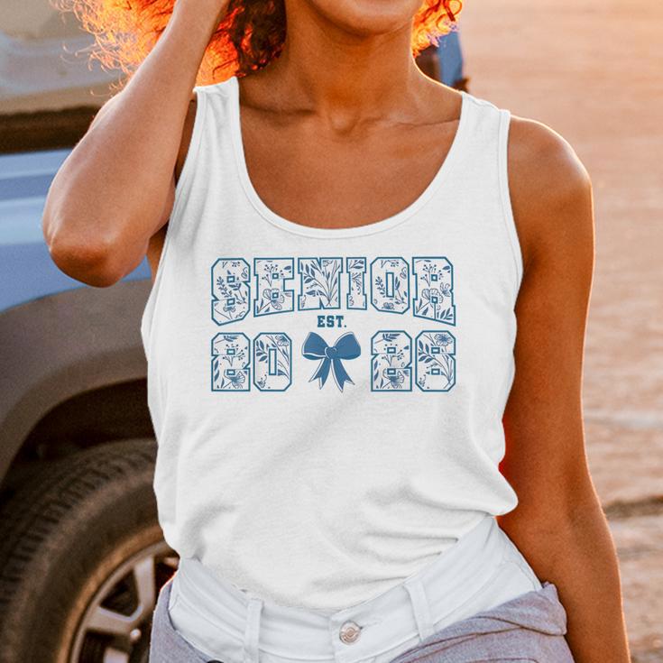Senior 26 Graduation Class Of 2026 Bow Blue Toile Floral Unisex Tank Top