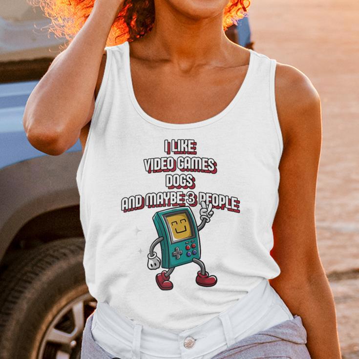 I Like Video Games Dogs And Maybe 3 People Gamer Introvert Raglan Baseball Tee Unisex Tank Top I Like Video Games Dogs And Maybe 3 People Gamer Introvert Raglan Baseball Tee Unisex Tank Top