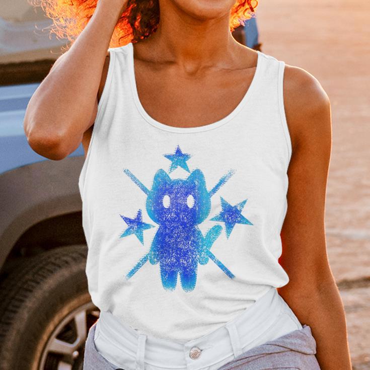 Yk2 Grunge Earthy Blue Cat With Stars Tomboy 90s Nostalgia Premium Tri-Blend Unisex Tank Top