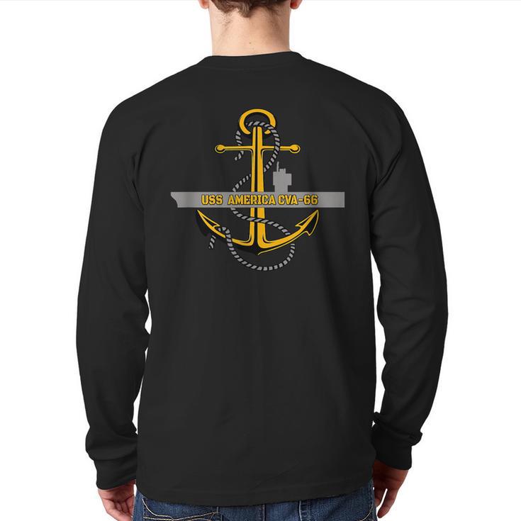 Aircraft Carrier USS America CVA-66 Veterans Day Dad Son Boy Long Sleeve T-Shirt Back Print