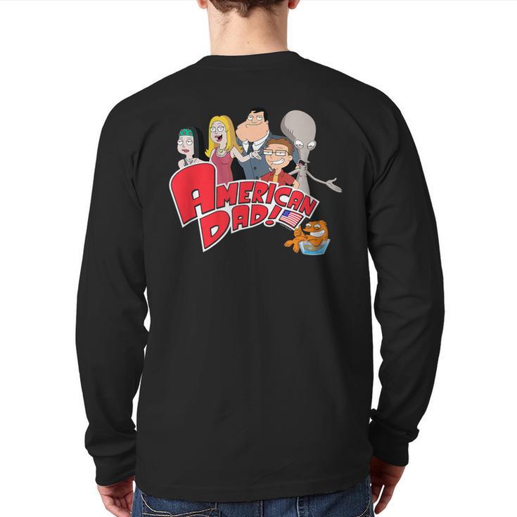American Dad Show Logo With Family Cartoon Long Sleeve T-Shirt Back Print