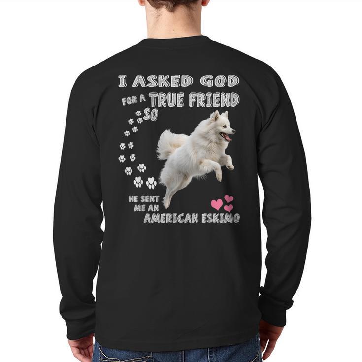 American Eskimo Dog Mom Eskie Dad Art Eskie Lover Quote Long Sleeve T-Shirt Back Print