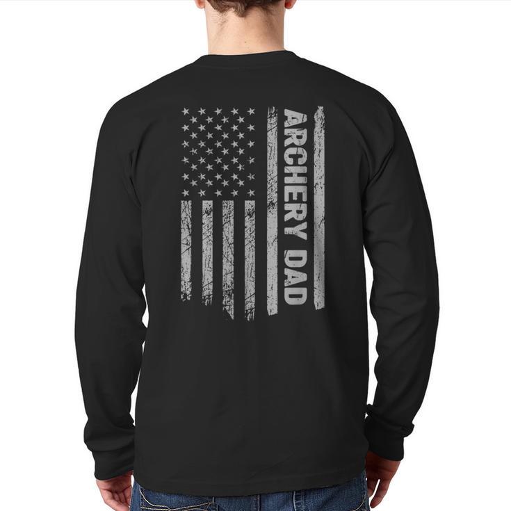 Archery Dad America US Flag Patriot Vintage Archer Long Sleeve T-Shirt Back Print
