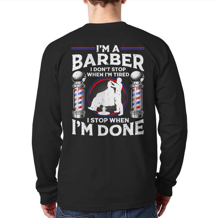 Barber s For Men Dad Hairstyling Humor Quote Small Long Sleeve T-Shirt Back Print