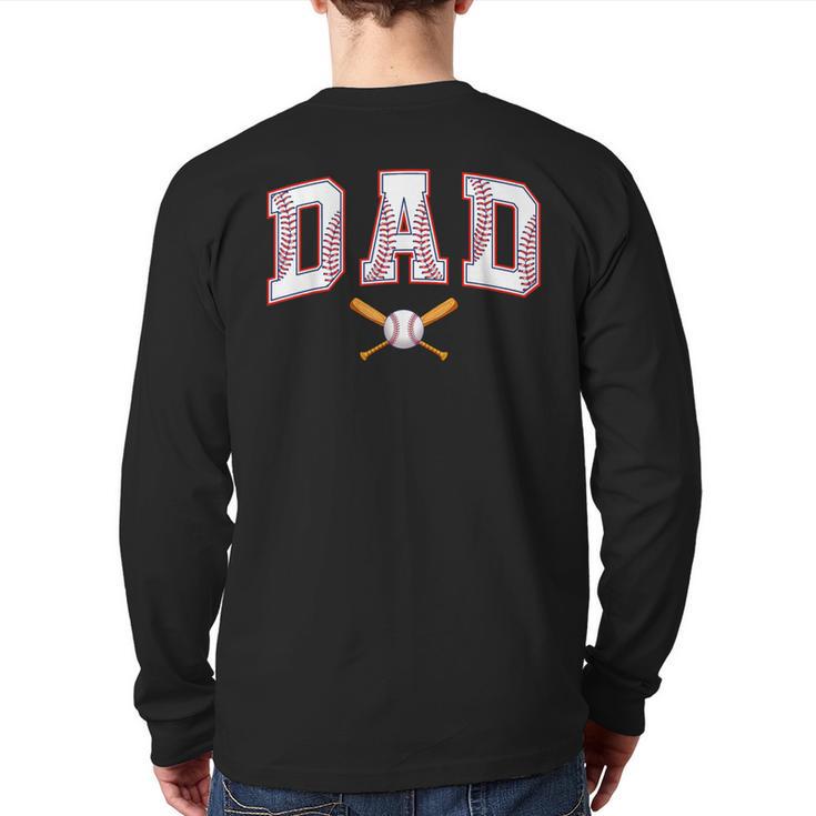 Baseball Dad Shirt Baseball Player Game Day Father's Day Long Sleeve T-Shirt Back Print