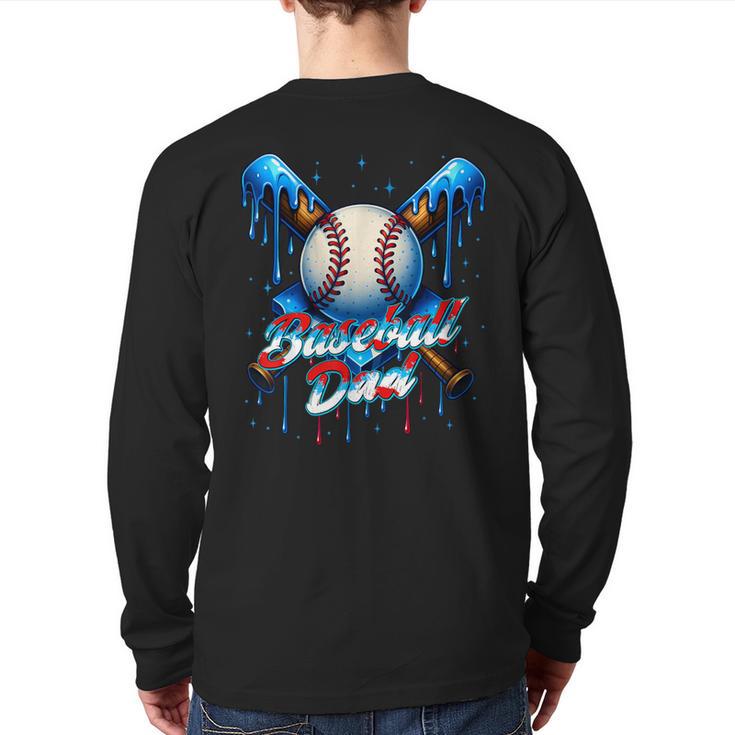 Baseball Drip Dad Father Day Birthday Group Matching Family Long Sleeve T-Shirt Back Print
