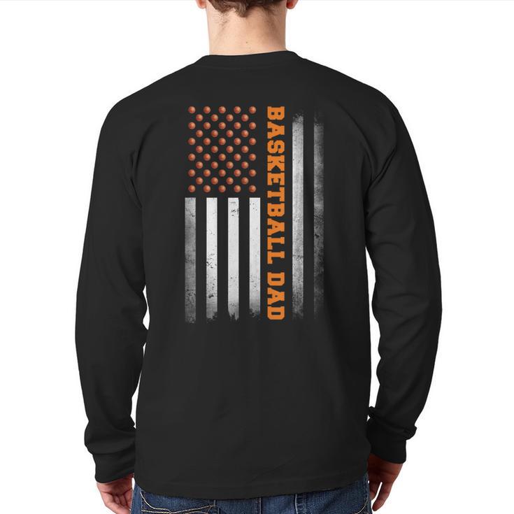 Basketball Dad USA US Flag Basketball Men Long Sleeve T-Shirt Back Print
