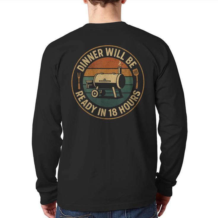 BBQ Dad Smoking Meat Smoker Barbecue Dad Long Sleeve T-Shirt Back Print