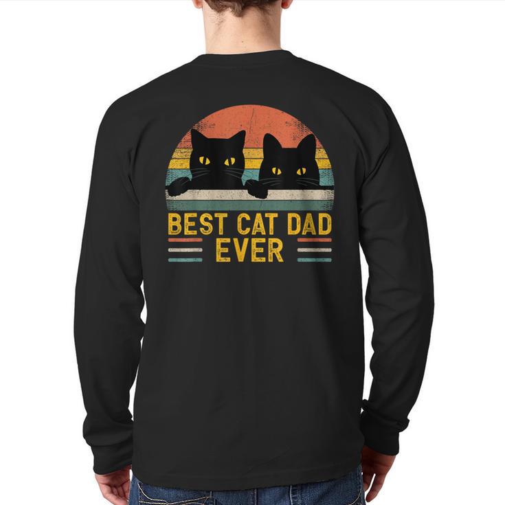 Best Cat Dad Ever Retro Style Cats Lover Long Sleeve T-Shirt Back Print