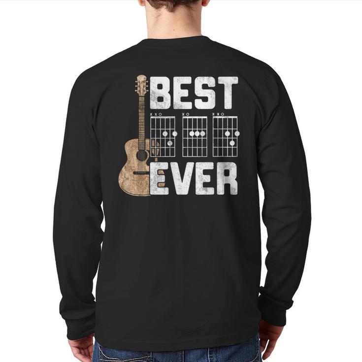 Best Dad Ever Guitarist Father D-A-D Chord Guitar Long Sleeve T-Shirt Back Print