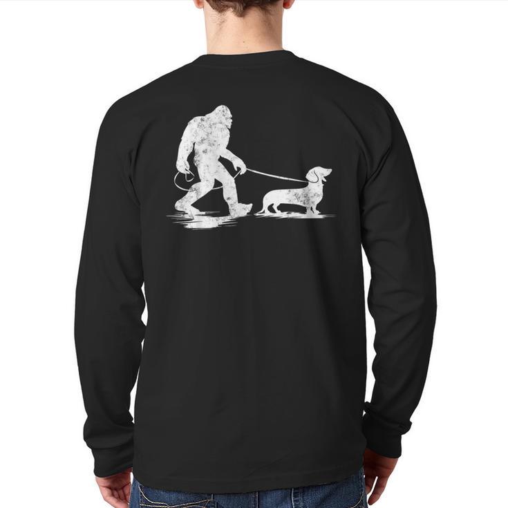 Bigfoot Walking Dachshund Tee Wiener Dog Dad Long Sleeve T-Shirt Back Print