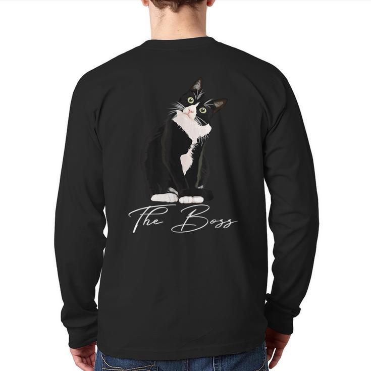 Boss Tuxedo Cat Lovers Tee Shirt For Mom Dad Long Sleeve T-Shirt Back Print