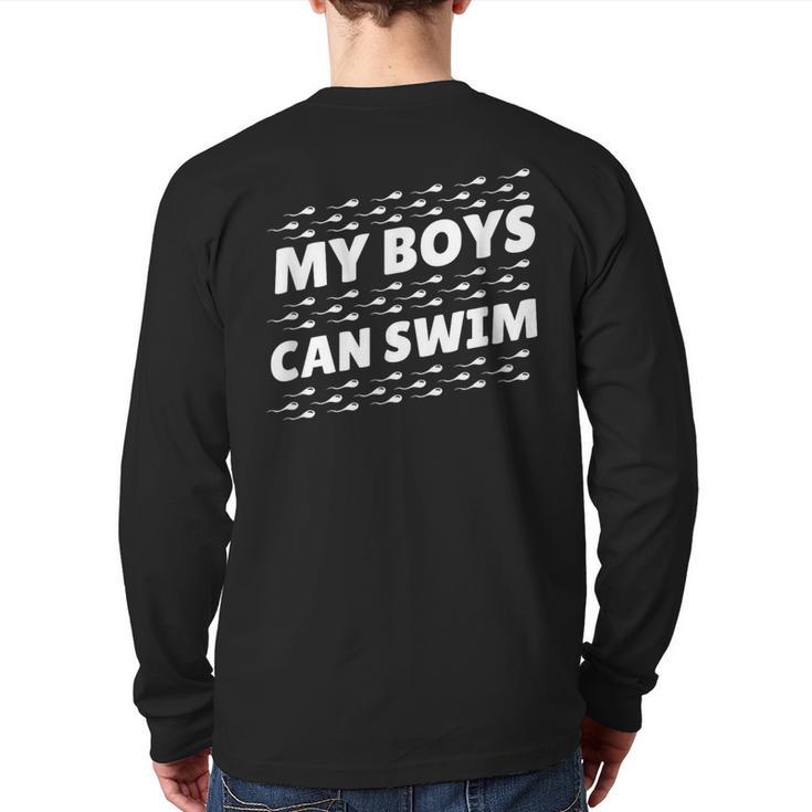 My Boys Can Swim T-Shirt First Time Dad To Be Long Sleeve T-Shirt Back Print