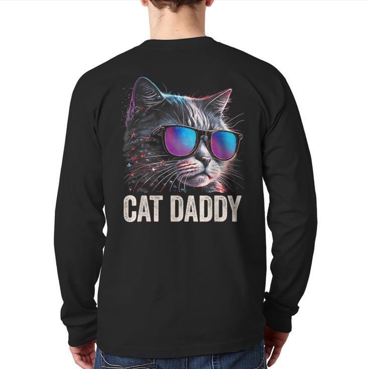 Cat Daddy Shirt Cat Sunglasses Cool Cat Dad Men Father Long Sleeve T-Shirt Back Print