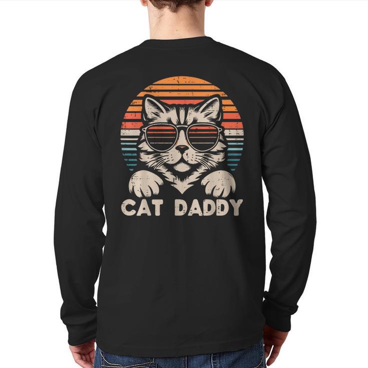 Cat Daddy Sunglasses Sunset Retro Fur Dad Papa Kitten Men Long Sleeve T-Shirt Back Print