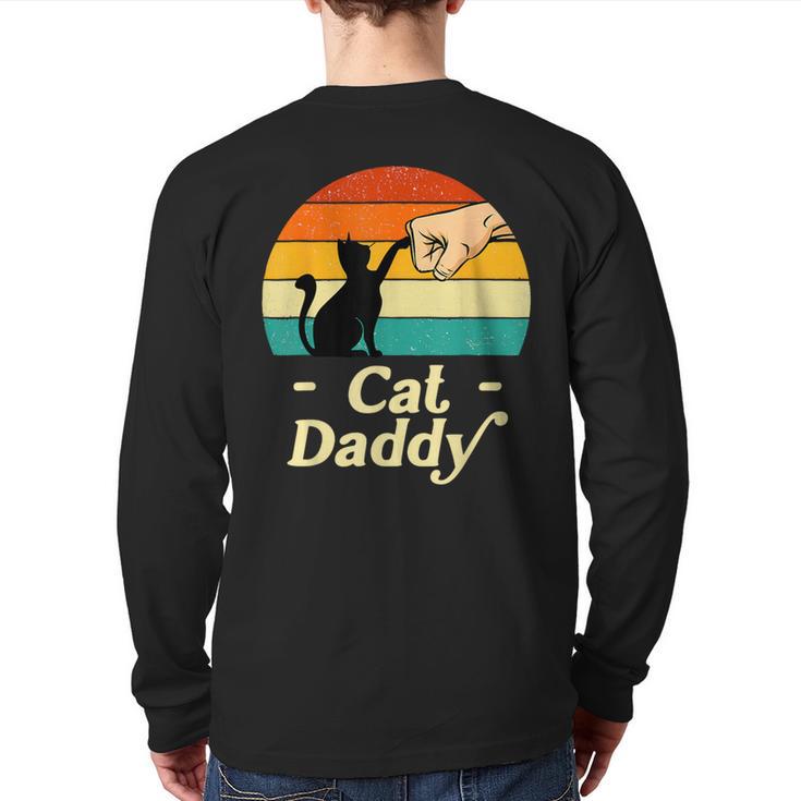 Cat Daddy Vintage Cat Lover Cat Dad Fathers Day Long Sleeve T-Shirt Back Print
