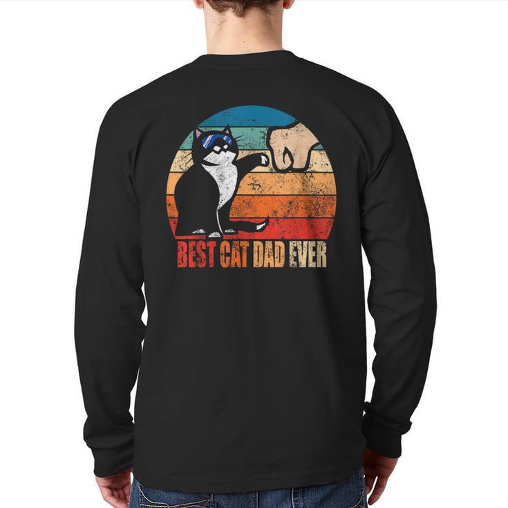 Cat Loving Daddy Fathers Day Mens None Best Cat Dad Ever Paw Fist Bump Fathers Day Tee T Shirt Small US Long Sleeve T-Shirt Back Print