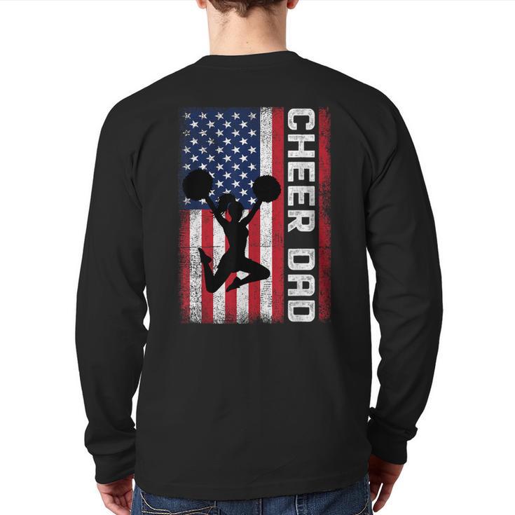 Cheer Dad American Flag Cheerleader Support Long Sleeve T-Shirt Back Print