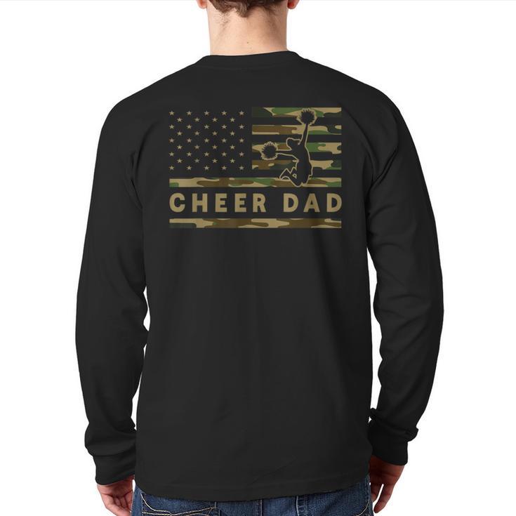 Cheer Dad Camo American Flag Cheerleader Supporter Long Sleeve T-Shirt Back Print