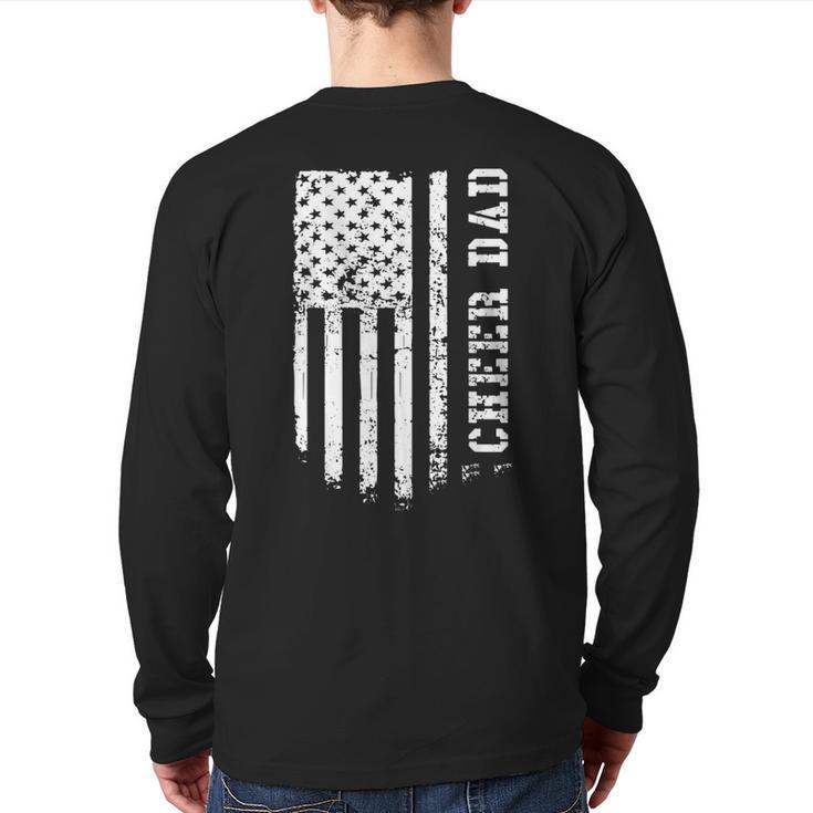 Cheer Dad Cheerleading American Flag Fathers Day Cheerleader Long Sleeve T-Shirt Back Print