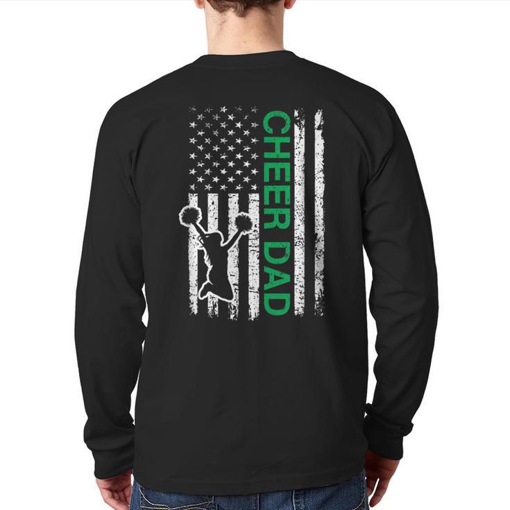 Cheer Dad Flag Green Cheerleading Long Sleeve T-Shirt Back Print
