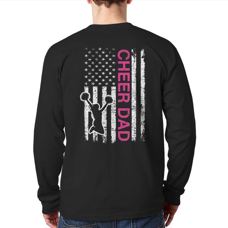 Cheer Dad Flag Pink Cheerleading Long Sleeve T-Shirt Back Print